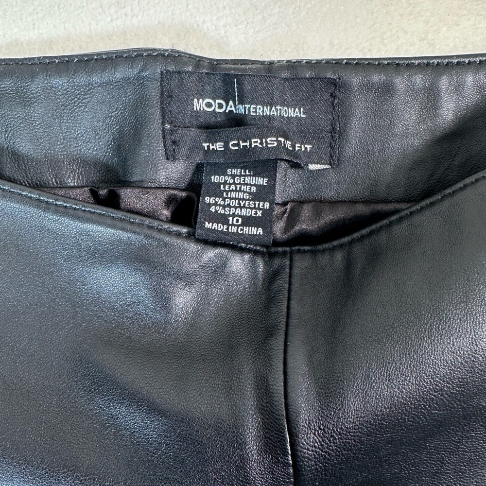 Moda International Women’s Genuine Leather Christie Fit Pants Size 10 - Picture 4 of 7